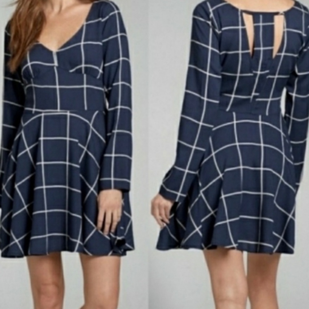Abercrombie and Fitch Blue White Grid Mini Dress M